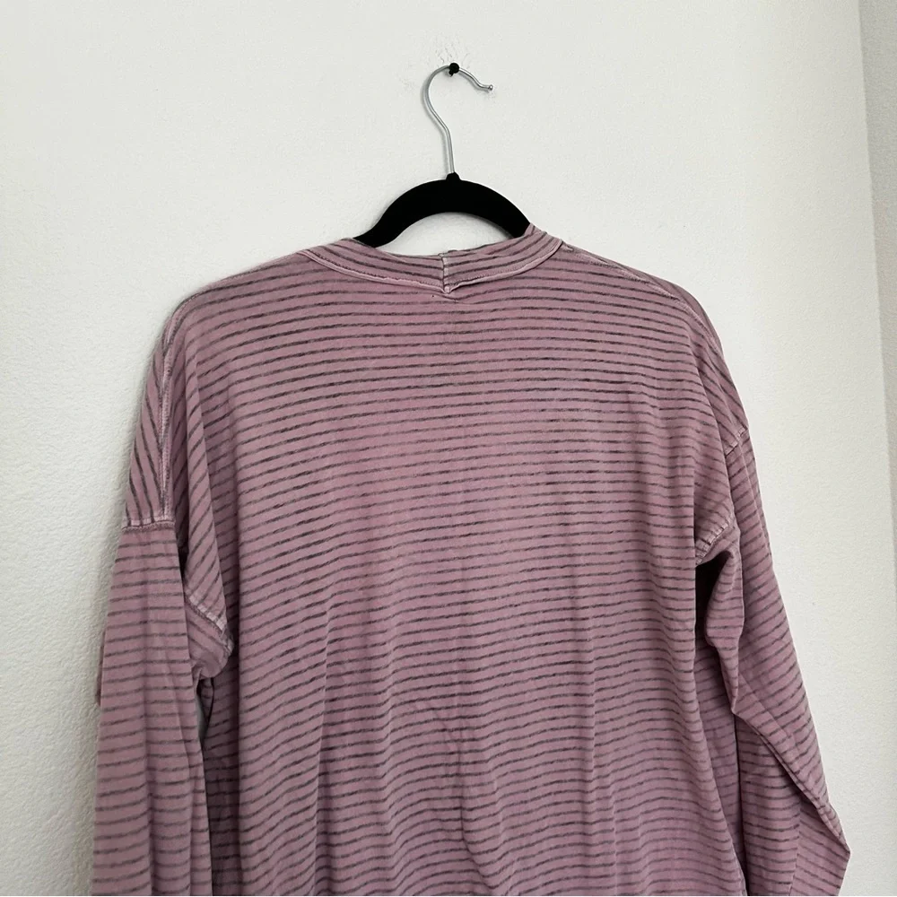 Free People Be Free Striped Long Sleeve Shirt Size XS Purple Women’s 100% Cotton